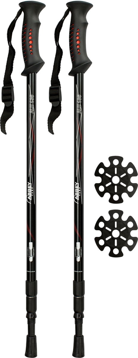 Abbey WANDELSTOKKEN VERSTELBAAR 63-135 CM 2 STUKS - Rood