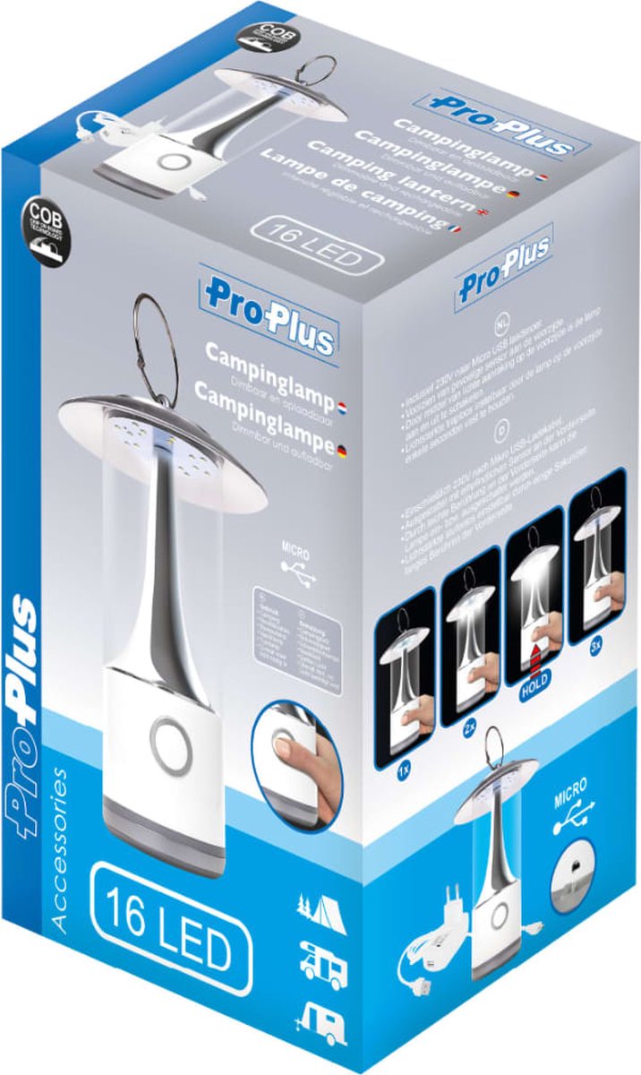 Universeel ProPlus campinglamp 16 leds 25 cm - Wit