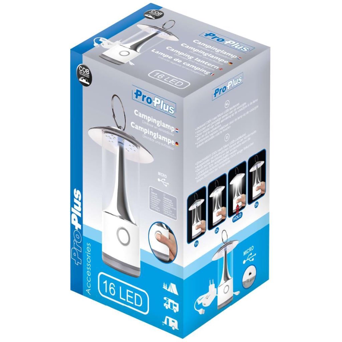 Universeel ProPlus campinglamp 16 leds 25 cm - Wit