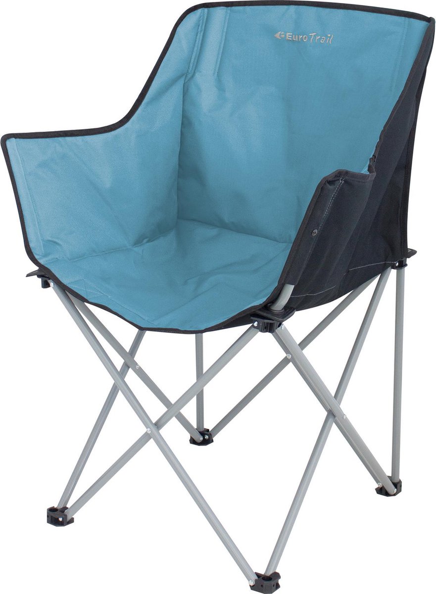 Eurotrail campingstoel Kampala 86 x 45 x 45 cm staal licht - Blauw