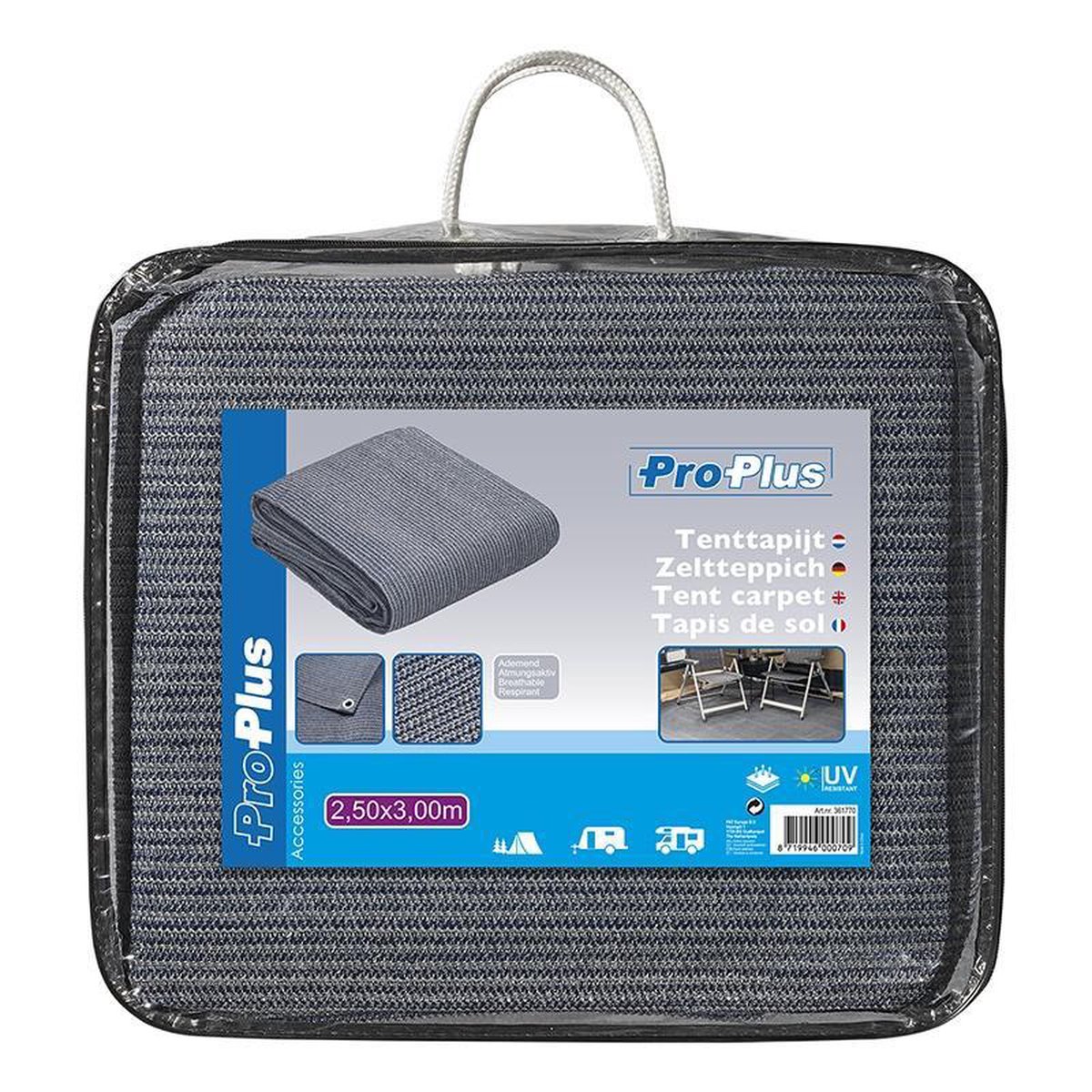 PROPLUS ProPlus tenttapijt 300 x 250 cm blauw/wit - Grijs