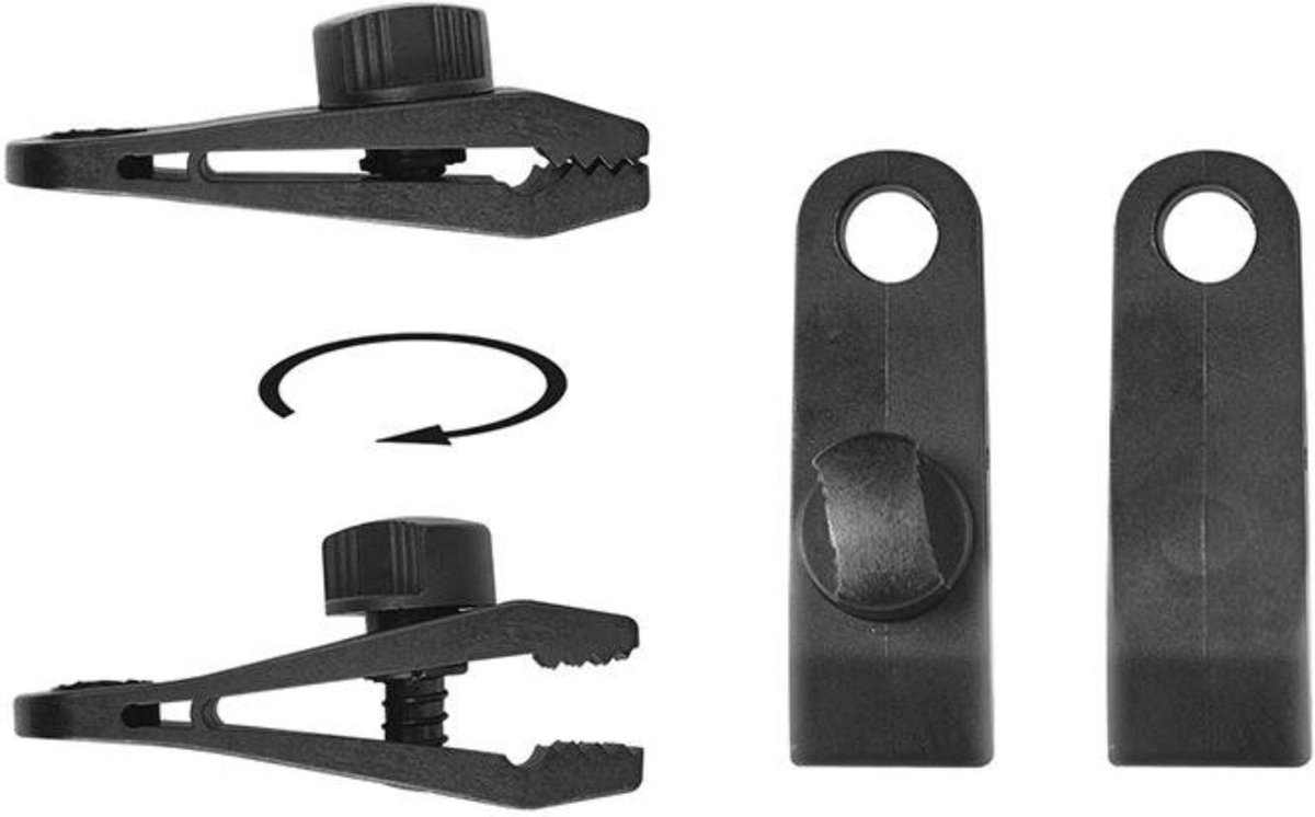 Universeel ProPlus tenttapijtclips met schroeven 4 stuks - Zwart