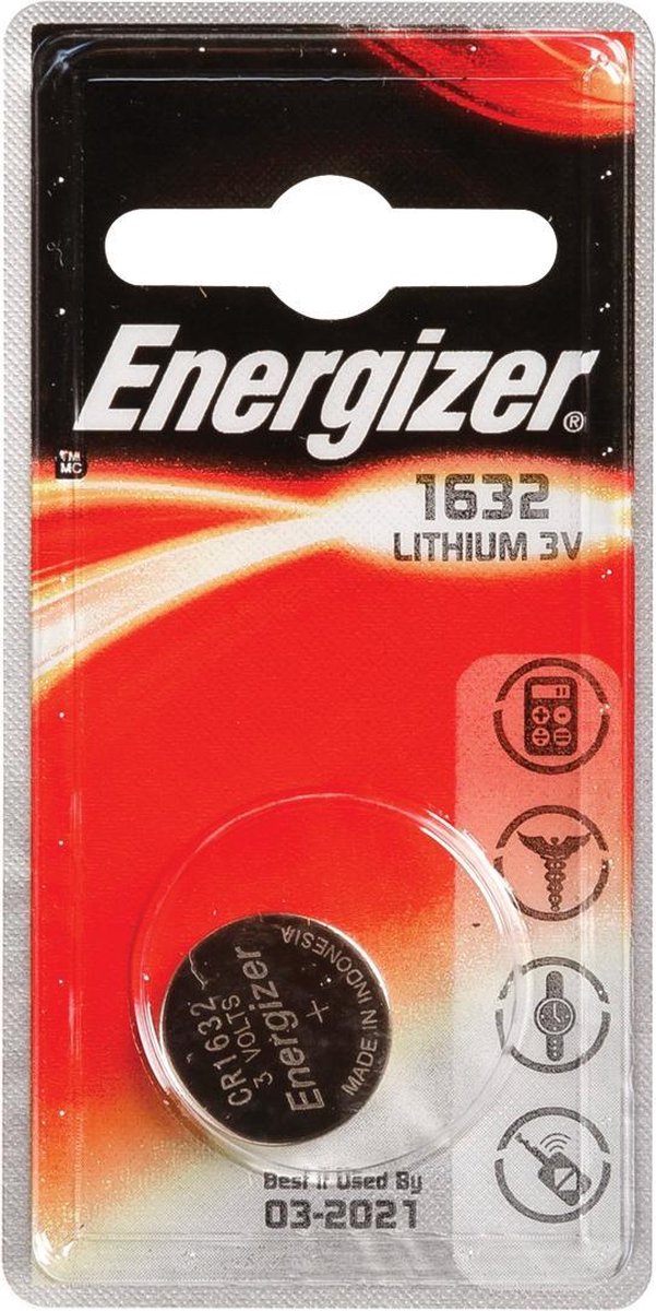 Energizer batterij knoopcel Lithium 3V CR1632 per stuk