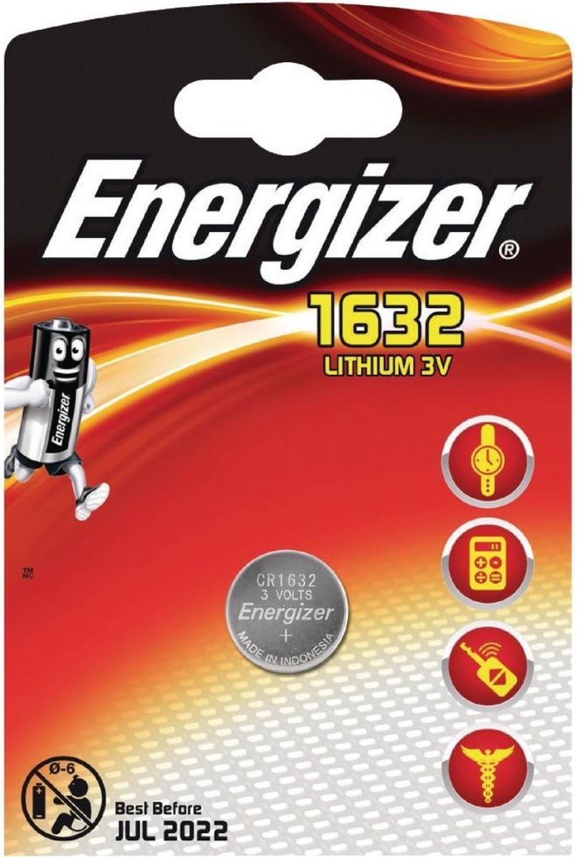 Energizer batterij knoopcel Lithium 3V CR1632 per stuk