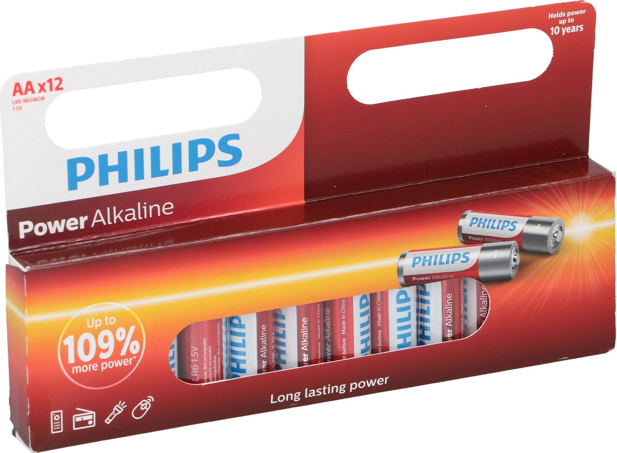Philips batterijen AA/LR6 Powerlife 12 stuks