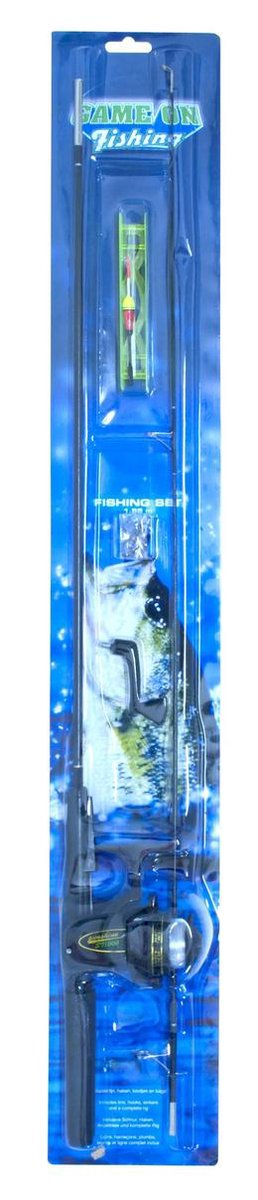 Game On Fishing werphengel set donkerblauw 155 cm - Zwart