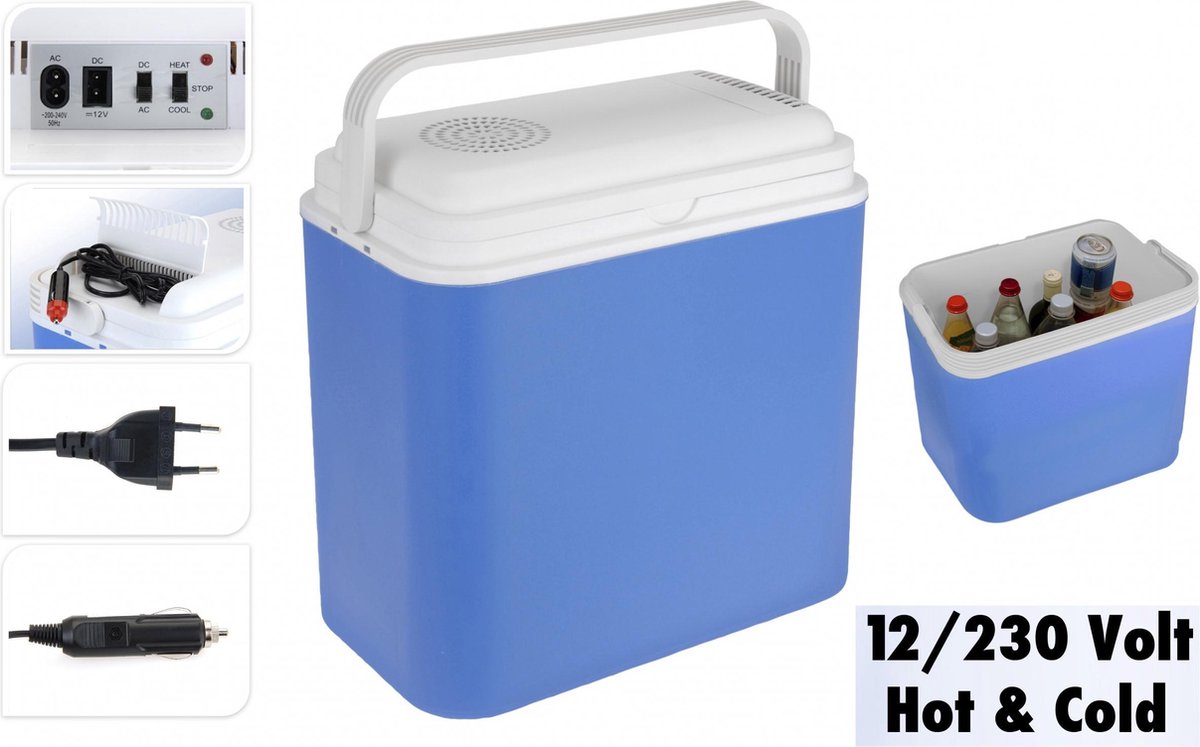 Huismerk TOM elektrische koel/warmbox 12&230 volt 24 liter blauw