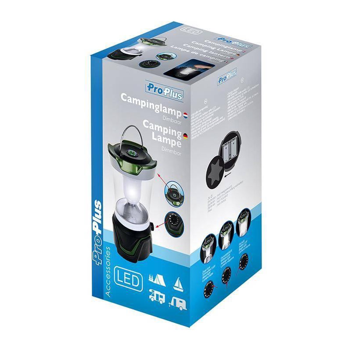 Universeel ProPlus campinglamp led 24 cm - Zwart
