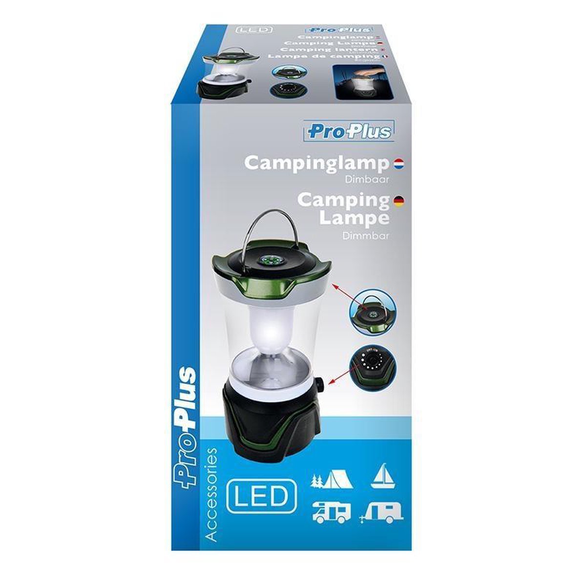 Universeel ProPlus campinglamp led 24 cm - Zwart