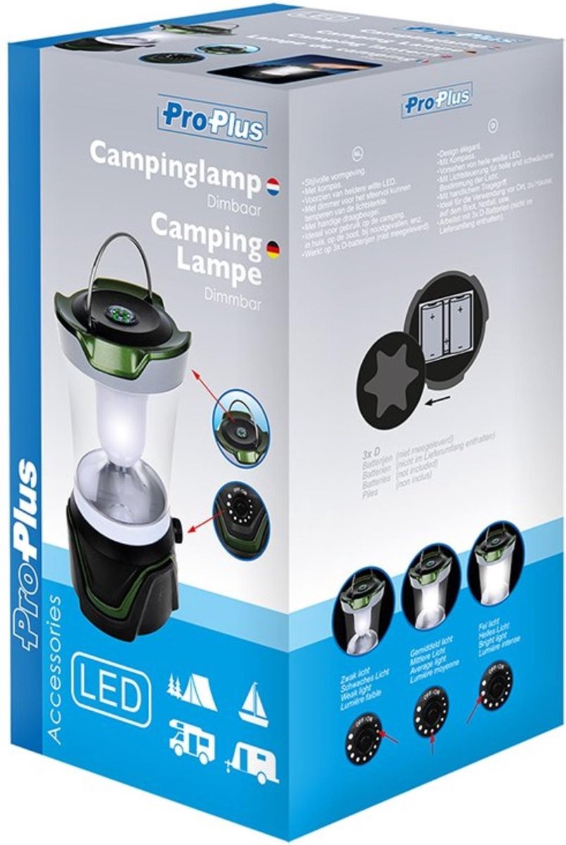 Universeel ProPlus campinglamp led 24 cm - Zwart