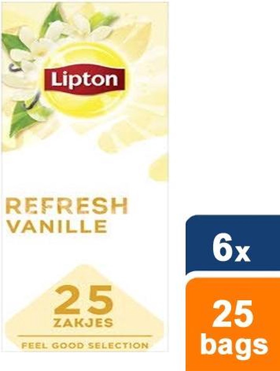 Lipton - Feel Good Selectione Thee Vanille - 6x 25 zakjes - Zwart