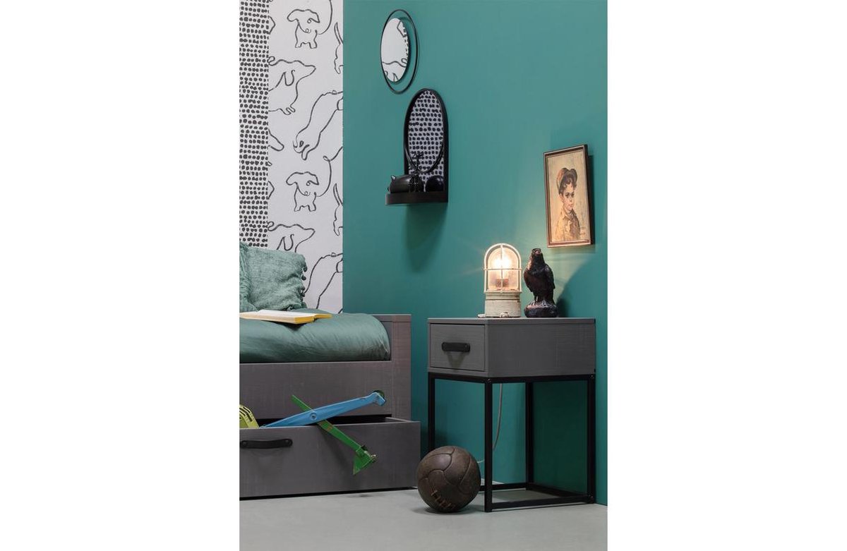 Trendhopper Woood Nachtkastje Morris Leem - Grijs