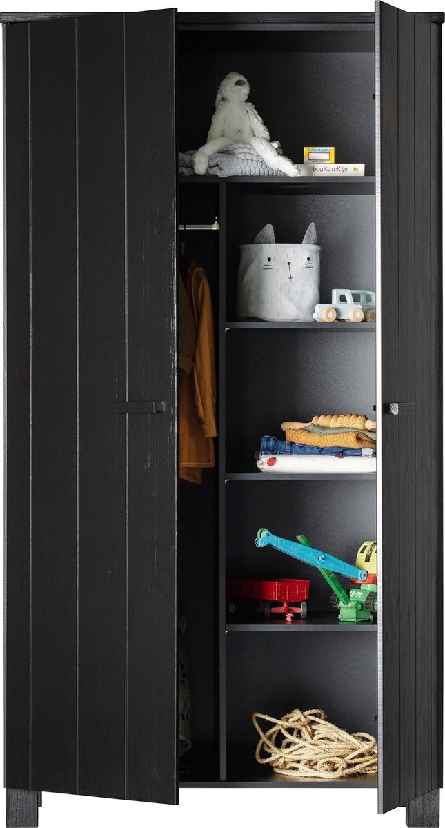 Woood Kast 2-deurs Dennis Geborsteld - Zwart