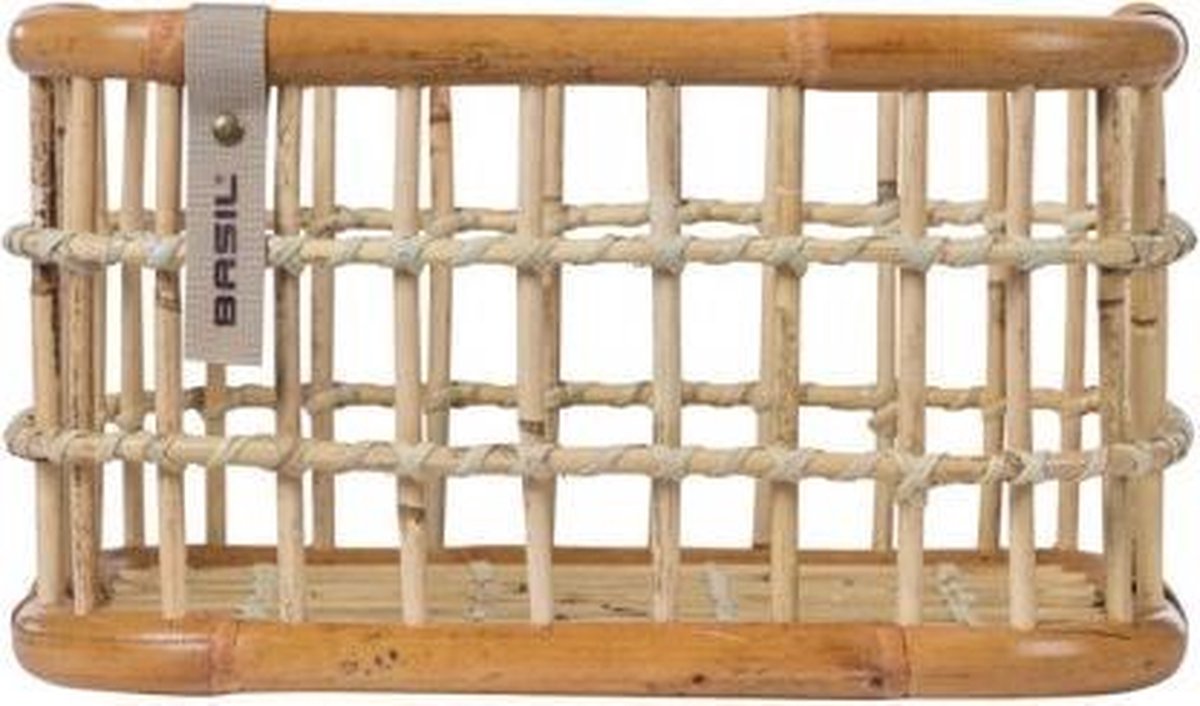 Basil Rotan fietsmand Green Life - Medium - Voorop Natural - Groen
