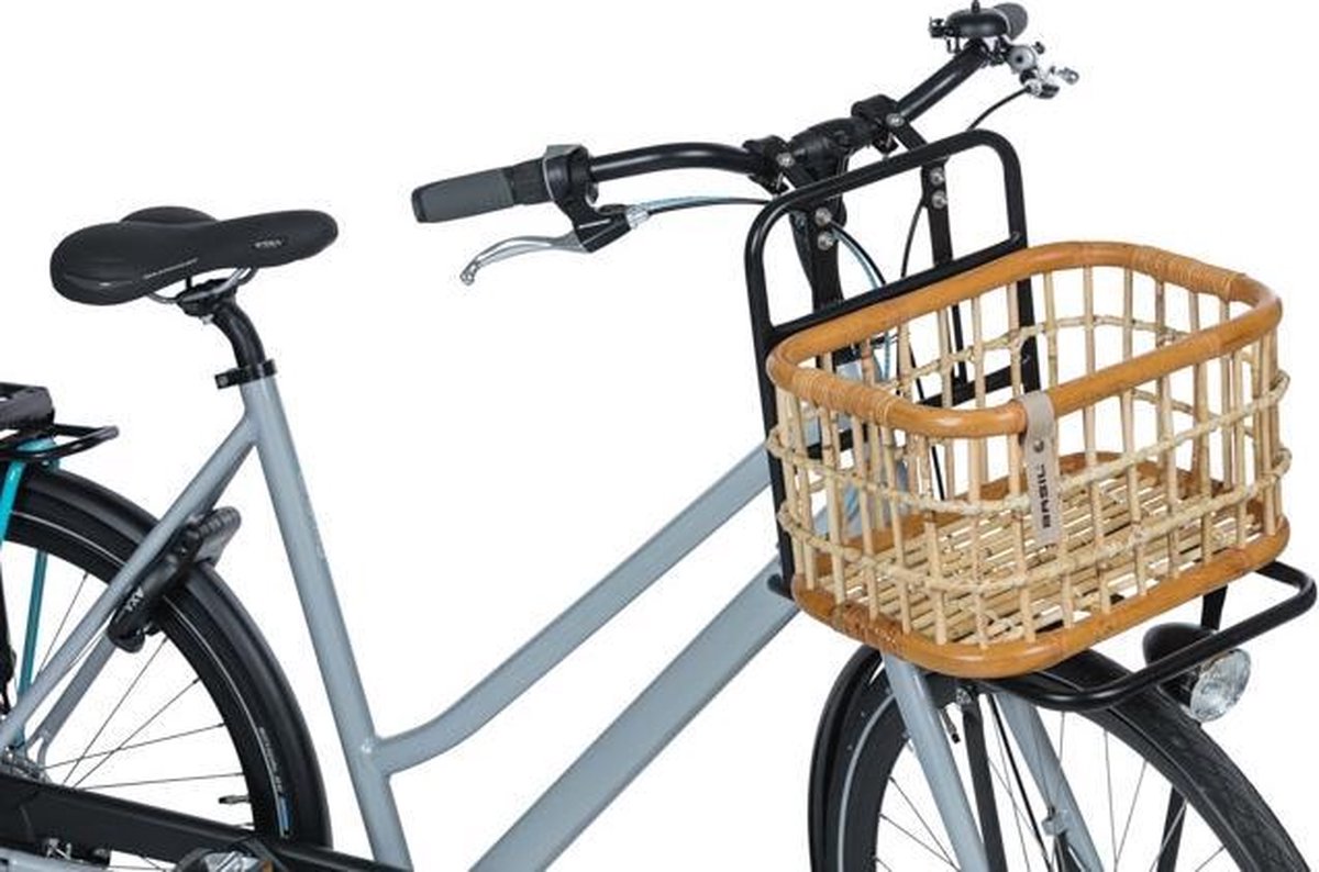 Basil Rotan fietsmand Green Life - Medium - Voorop Natural - Groen