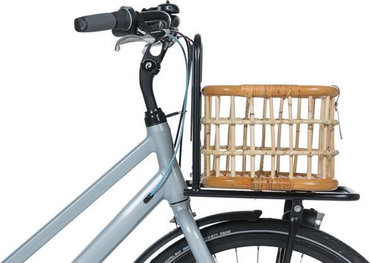 Basil Rotan fietsmand Green Life - Medium - Voorop Natural - Groen