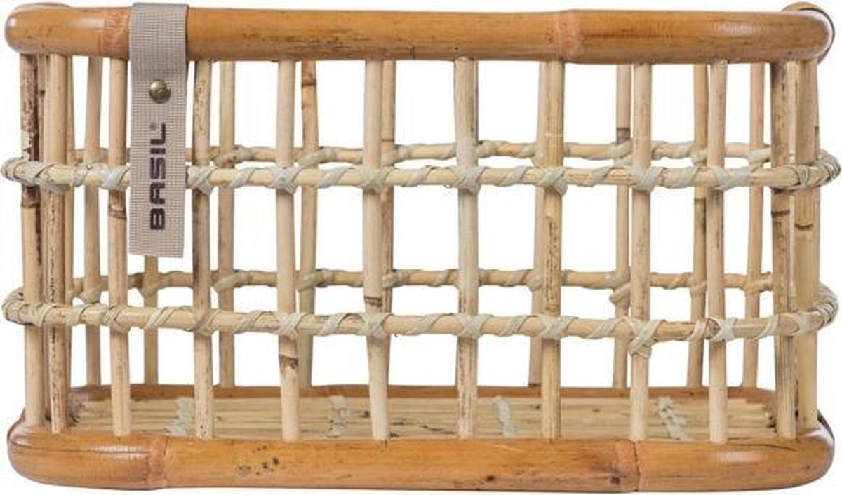 Basil Rotan fietsmand Green Life - Medium - Voorop Natural - Groen