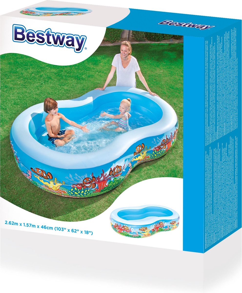 Bestway Familiezwembad Seaworld 262 x 157 cm - Blauw