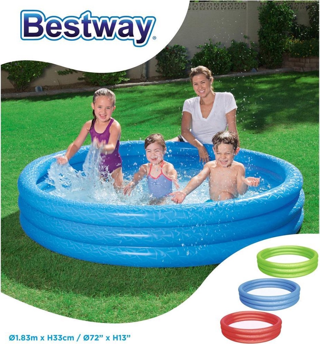 Bestway Kinderzwembad 3 Rings 152 X 30 cm Assorti - Blauw