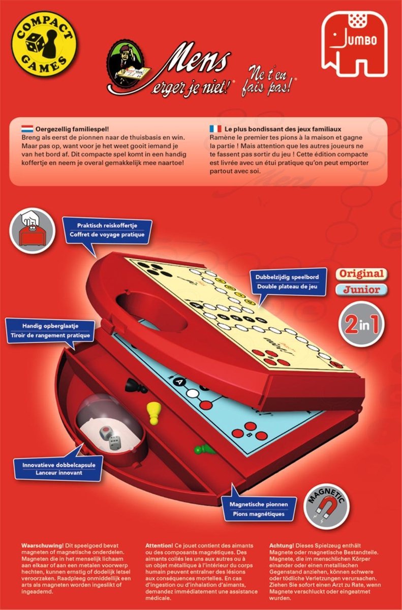Jumbo Reisspel Mens Erger Je Niet NL/FR - Rood