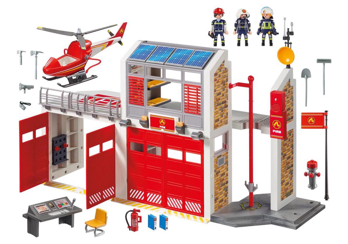 Playmobil Plamobil 9462 Grote Brandweerkazerne Met Helikopter