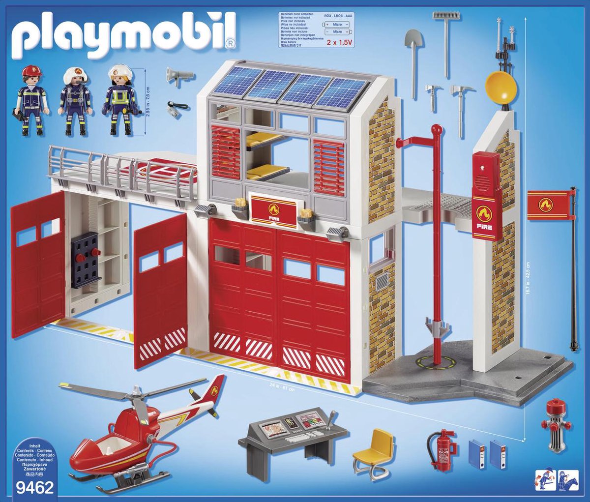 Playmobil Plamobil 9462 Grote Brandweerkazerne Met Helikopter