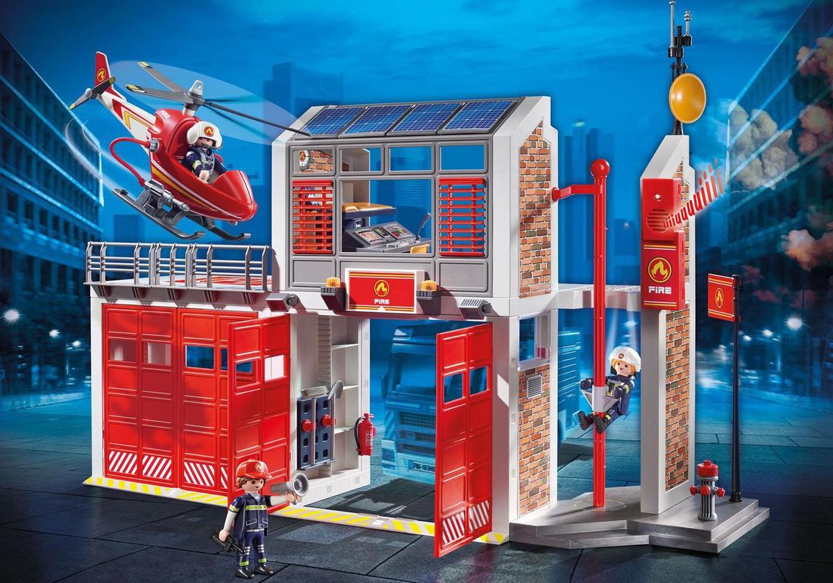 Playmobil Plamobil 9462 Grote Brandweerkazerne Met Helikopter