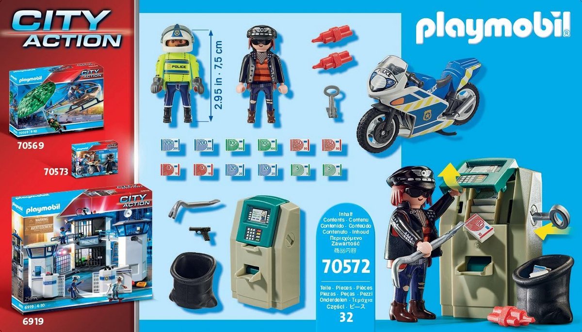 Playmobil 70572 Politiemotor: Achtervolging Van De Geldrover