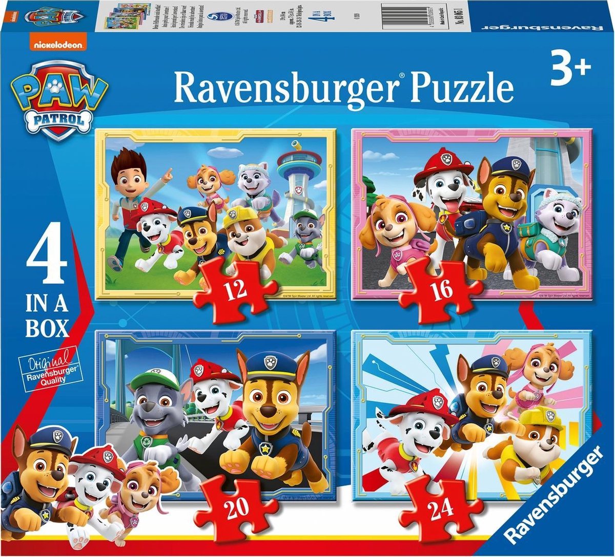 Ravensburger Puzzel Paw Patrol 12+16+20+24 Stukjes