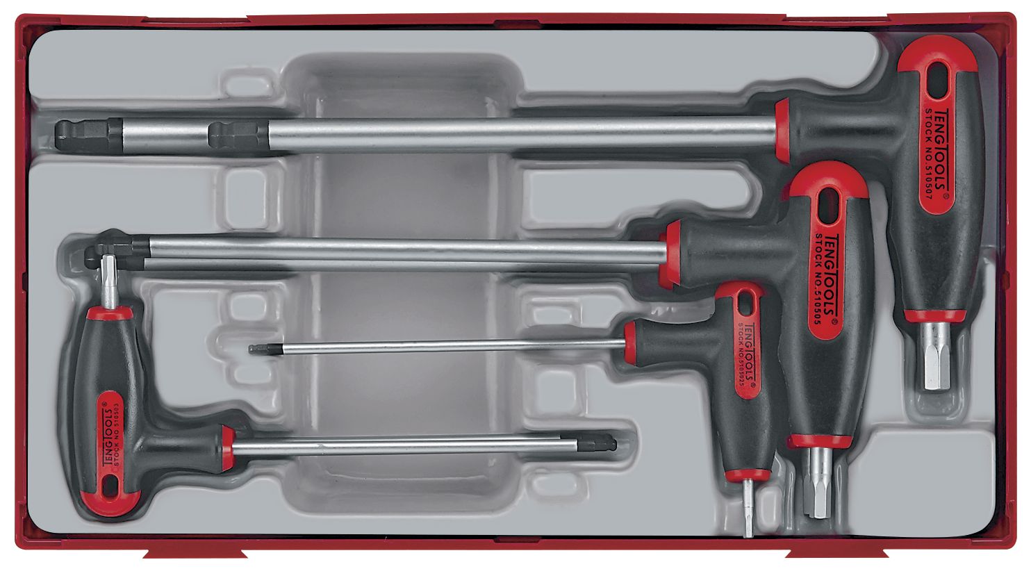 Teng Tools TTHEX7 7-delige Inbussleutelset met T-hendel in tc-tray