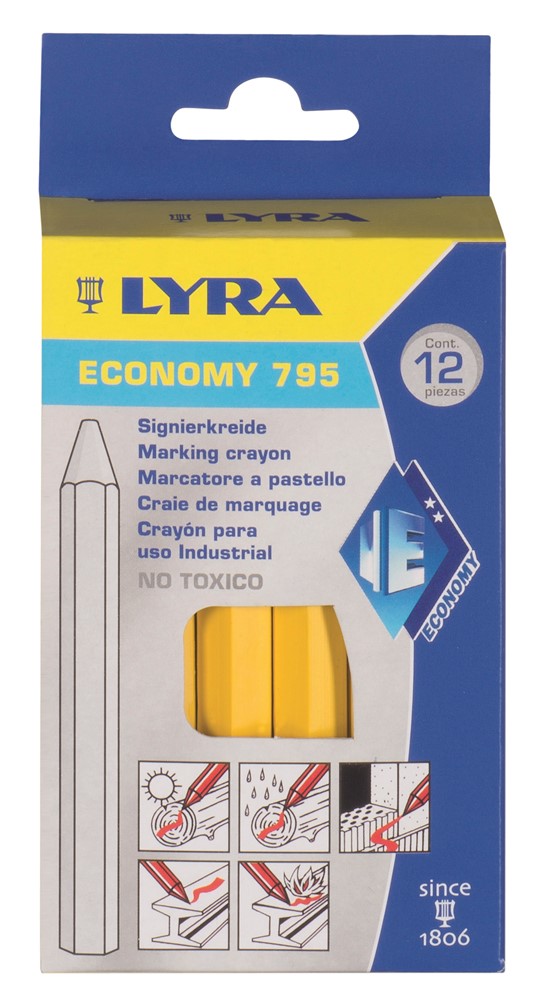Lyra 4850007 Merkkrijt Economy 795 - (12st) - Geel