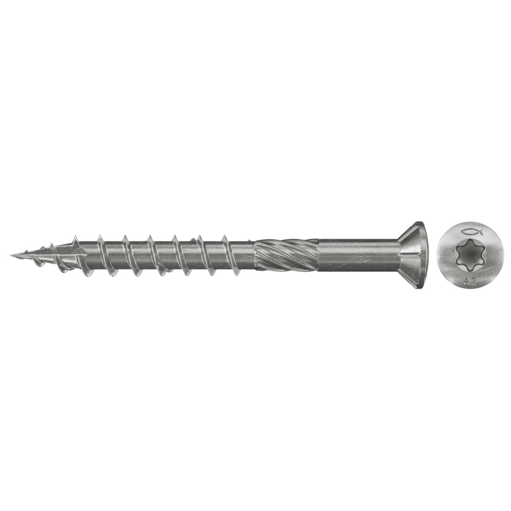 Fischer FTS-ST A2P 100 Vlonderschroef met verzonken kop - A2 deeldraad - Torx - 5x80mm (100st)