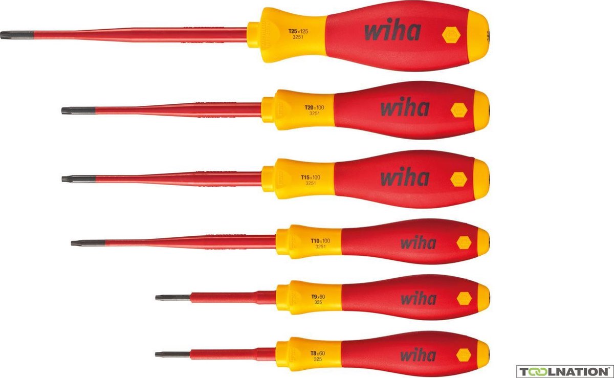 Wiha 3251TRK6 6-delige SoftFinish Electric Slimfix VDE Schroevendraaierset - Torx Tamper Resistant