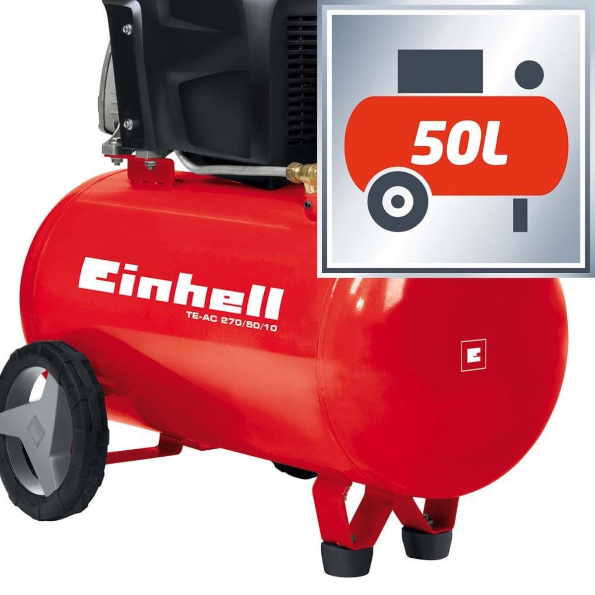 Einhell TE-AC 270/50/10 Compressor - 1800W - 10 bar - 50L - Rood