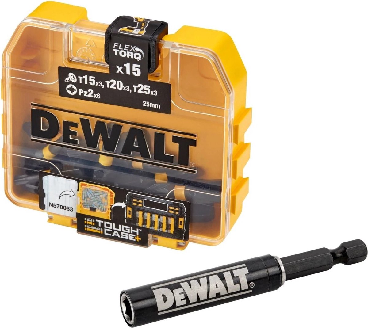 DeWalt DT70522T 16-Delige Impact torison schroevenbitset incl. schroefgeleider