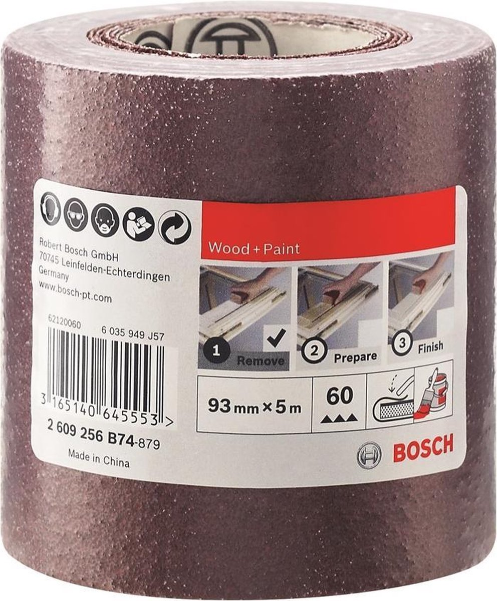 Bosch 2609256B74 Schuurpapier voor hout en verf - K60 - 93mm x 5m