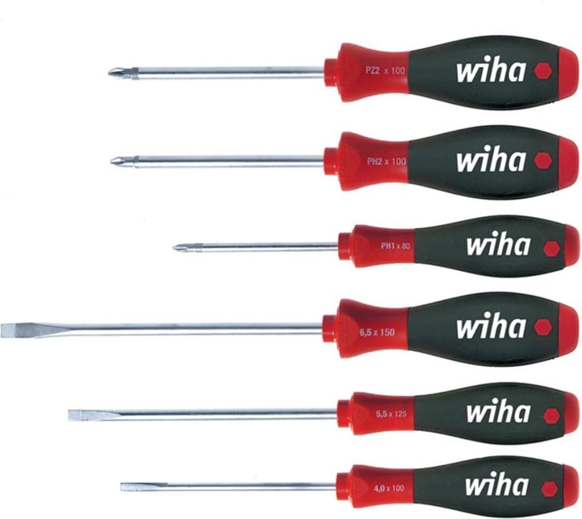 Wiha 302 HK6 01 SoftFinish sleufkop/ Phillips/ Pozidriv-Schroevendraaierset - 6 delig