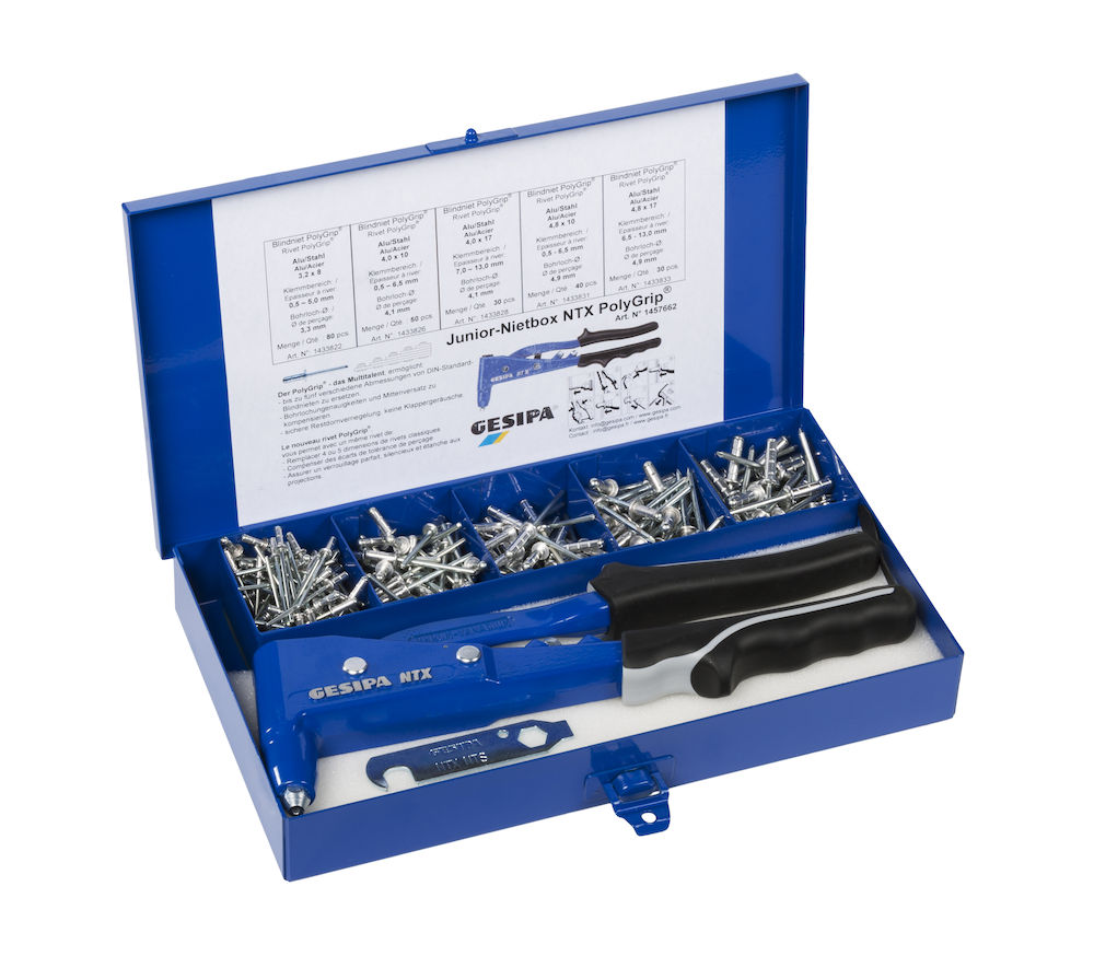Gesipa NTX Junior Kit Blindklinknageltang inclusief nagels in koffer - 2,4-5,0mm