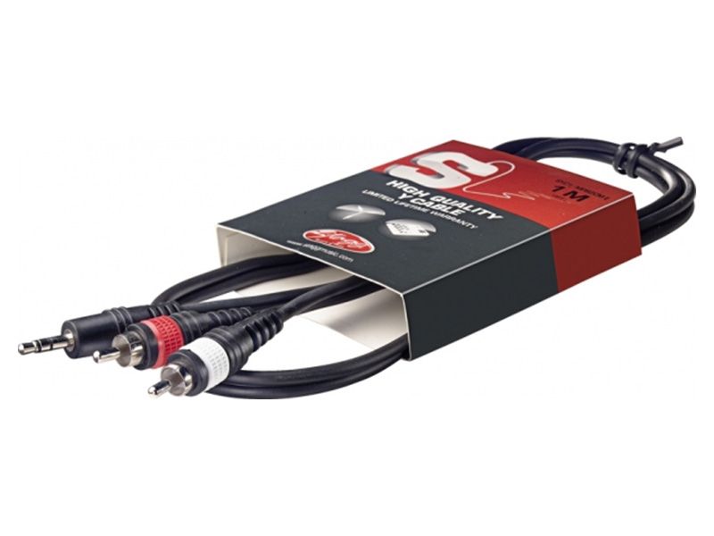 Stagg SYC1/MPS2CM Y-kabel 2x RCA male - 3.5 mm jack stereo male