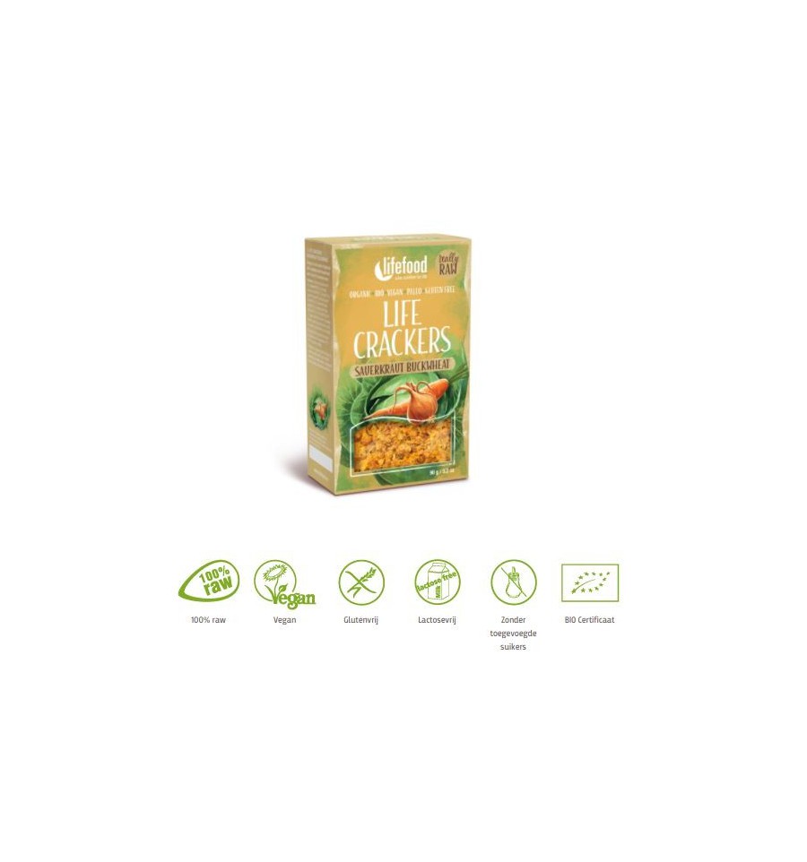 Lifefood Life crackers zuurkool boekweit 90 gram