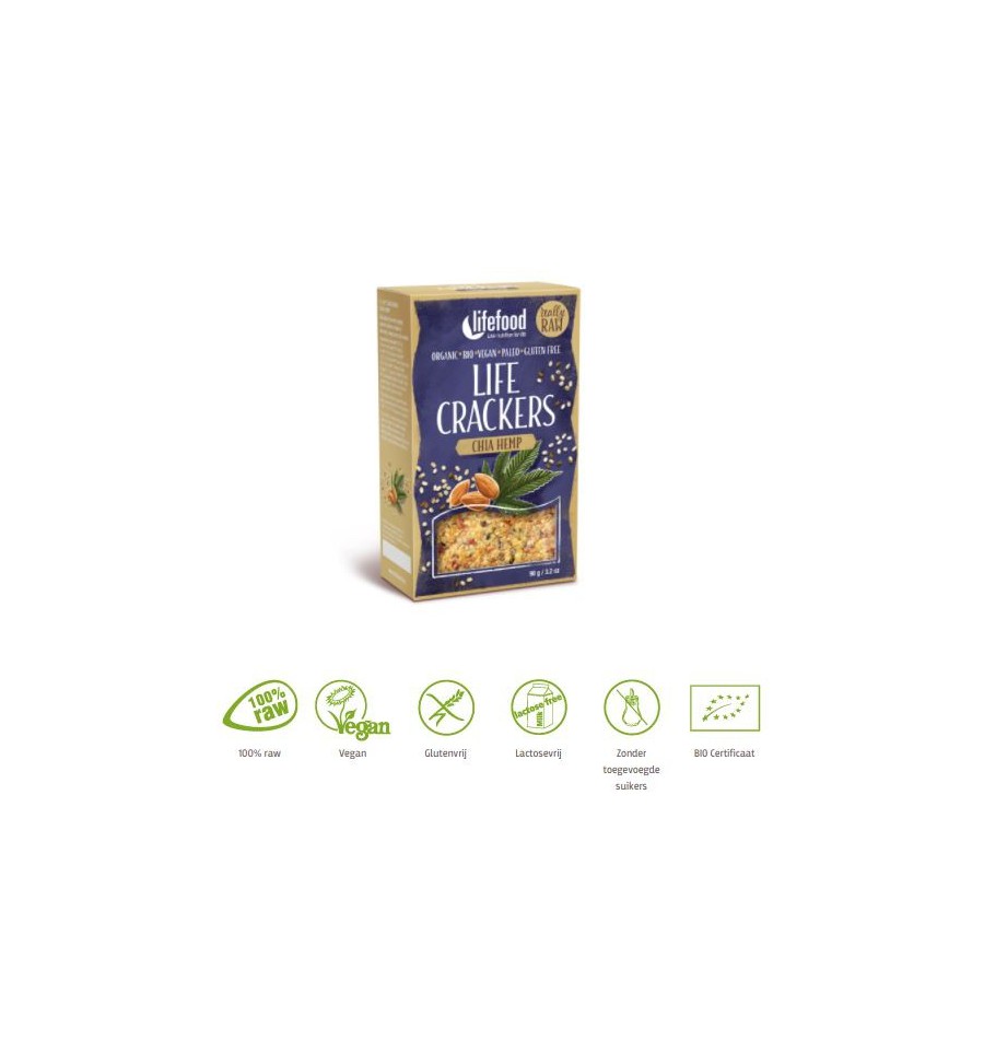 Lifefood Life crackers chia hennep 90 gram