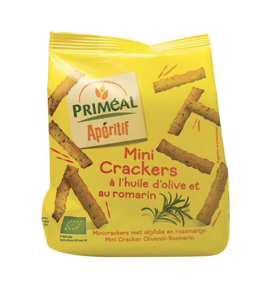 Primeal Aperitive mini crackers olijfolie en rozemarijn 100 gram