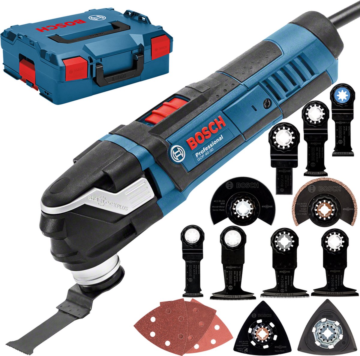Bosch GOP 40-30 Multitool + 16 delige accessoireset in L-Boxx - 400W
