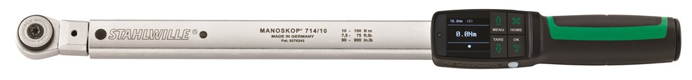 Stahlwille 714R/10 MANOSKOP Elektromechanische gradenboog-momentsleutel met omschakelbare insteekratelkop in koffer - 10-100Nm - 1/2"