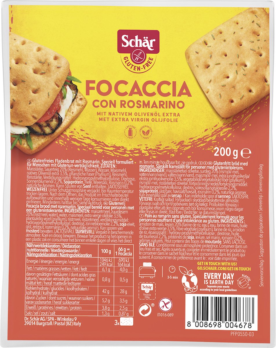 Dr. Schar Schär Focaccia 200 gram