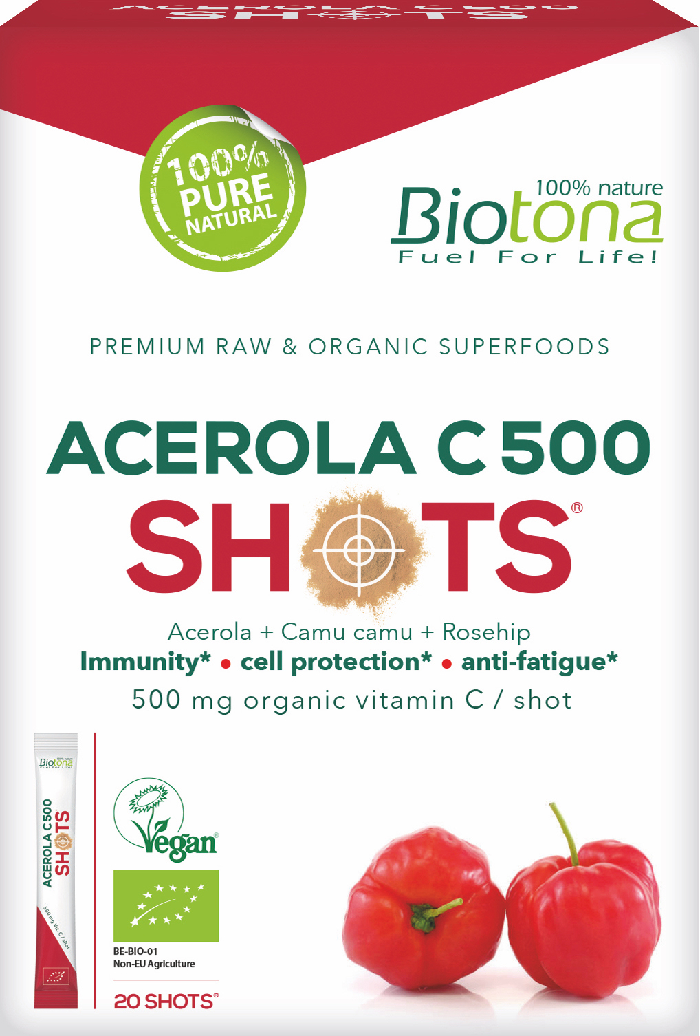 Biotona Acerola C 500 shots 2.2 gram 20 stuks
