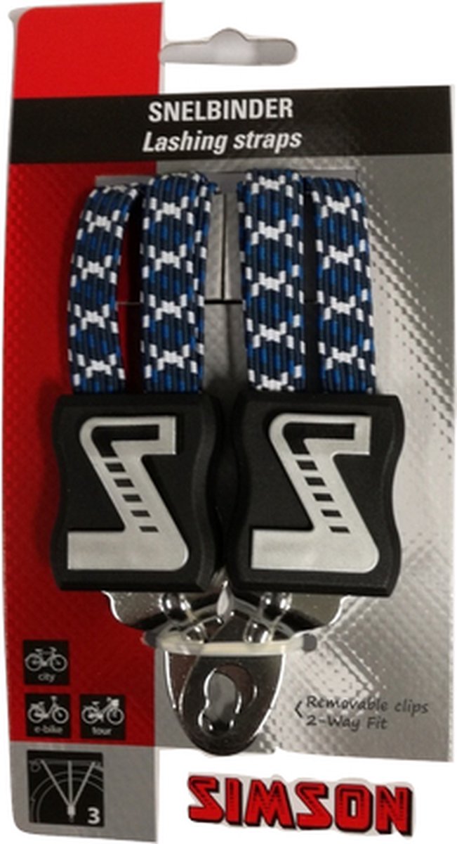 Simson snelbinder 28 inch 3 binds 53 cm elastaan/wit - Blauw