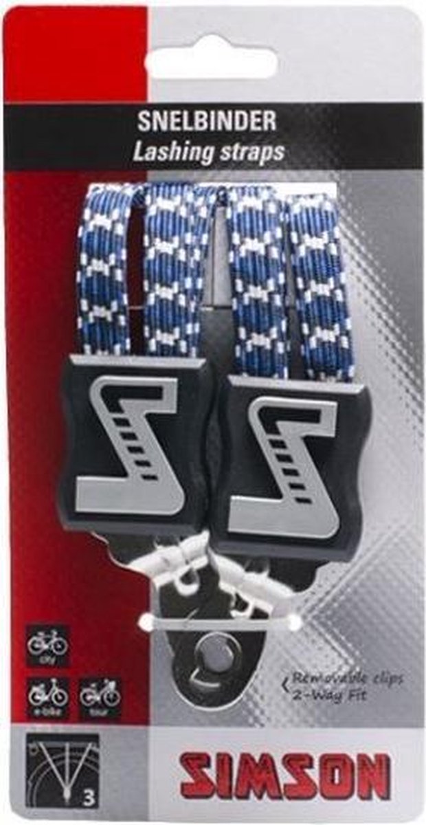 Simson snelbinder 28 inch 3 binds 53 cm elastaan/wit - Blauw