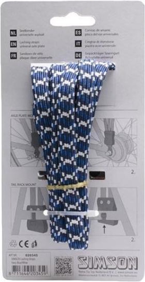 Simson snelbinder 28 inch 3 binds 53 cm elastaan/wit - Blauw