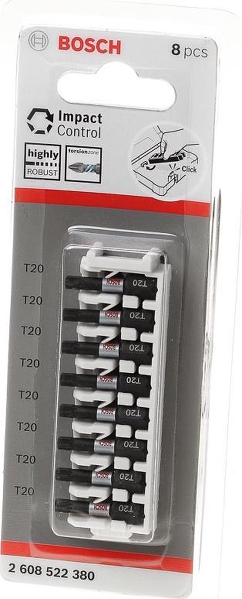 Bosch 2608522380 8 Delige impact bits - T20 - Zwart